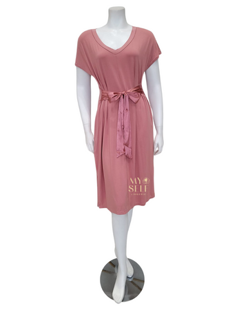 Fleurt 636 Rosette Belted Modal Lounge Nightshirt myselflingerie.com